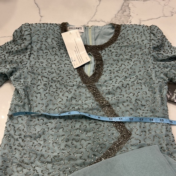 New With Tags Light‎ Blue Brillante by JA Formal Beaded Long Dress. Size M - Picture 12 of 13